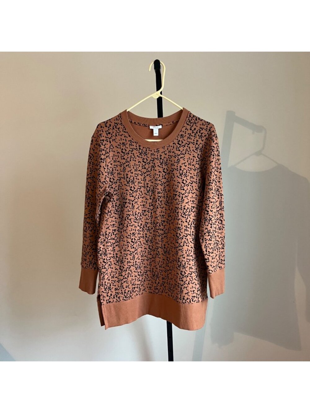 Daily Ritual Terry Cotton Modal Side-Vent Animal Print Tunic Sweater Size M